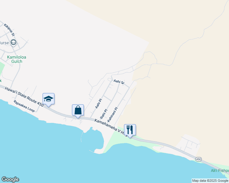 map of restaurants, bars, coffee shops, grocery stores, and more near 185 Iliahi Street in Lanai City