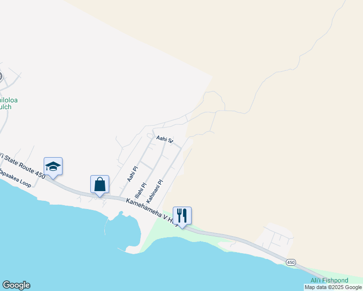 map of restaurants, bars, coffee shops, grocery stores, and more near 211 Kahinani Place in Kaunakakai