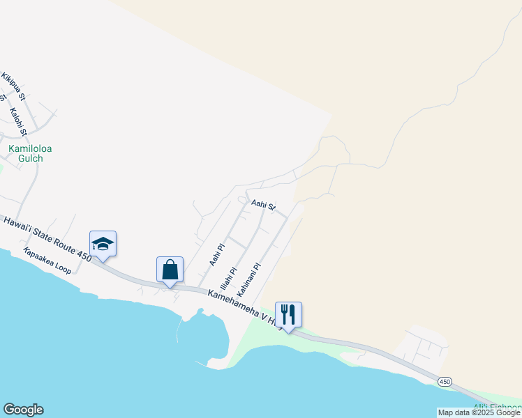 map of restaurants, bars, coffee shops, grocery stores, and more near 246 Aahi Place in Kaunakakai