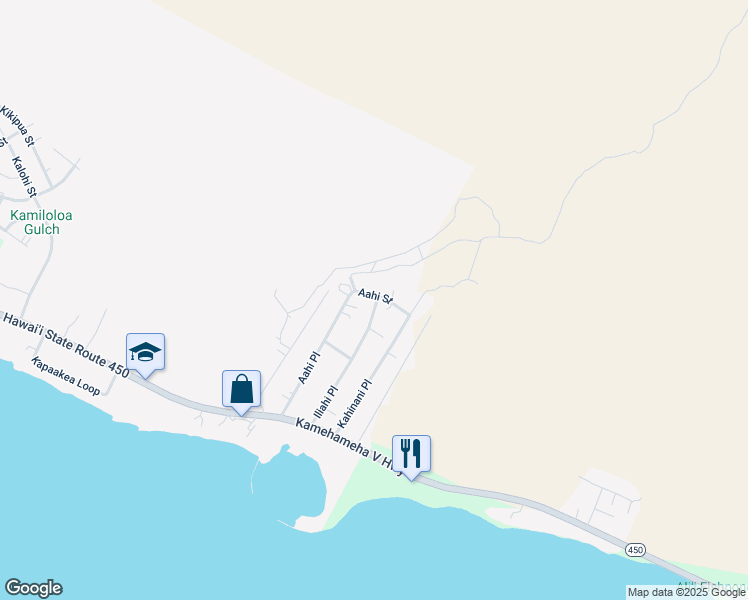 map of restaurants, bars, coffee shops, grocery stores, and more near 246 Aahi Place in Kaunakakai