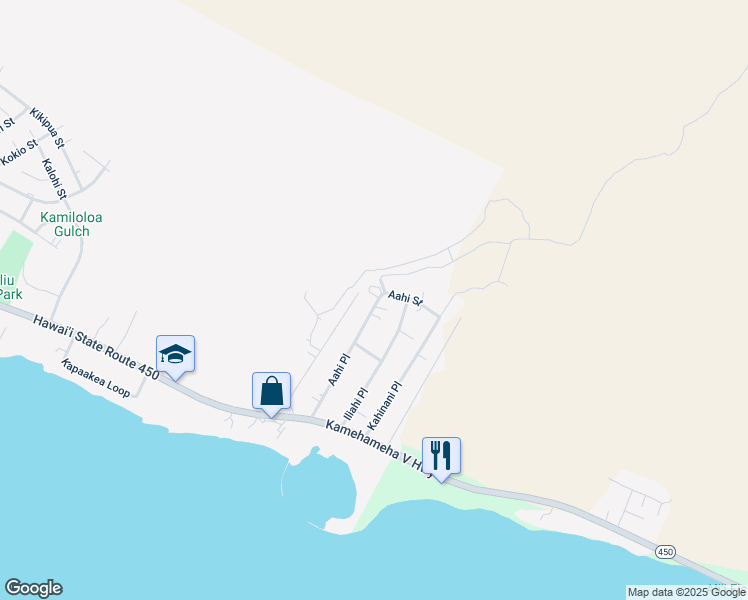 map of restaurants, bars, coffee shops, grocery stores, and more near 175 Aahi Place in Kaunakakai