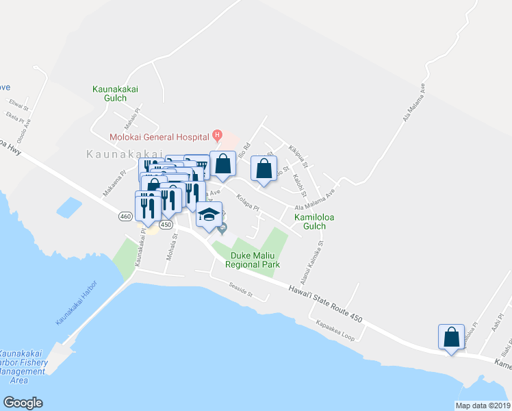 map of restaurants, bars, coffee shops, grocery stores, and more near 265 Kolapa Place in Lahaina