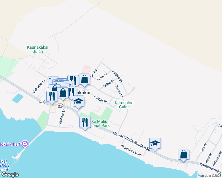 map of restaurants, bars, coffee shops, grocery stores, and more near 239 Wiliwili Place in Wailuku