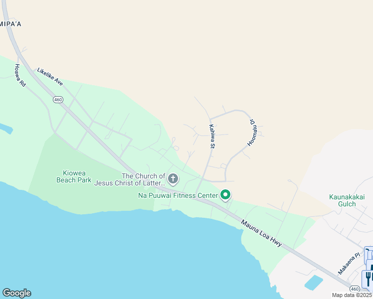 map of restaurants, bars, coffee shops, grocery stores, and more near 39 Pookela Place in Kaunakakai
