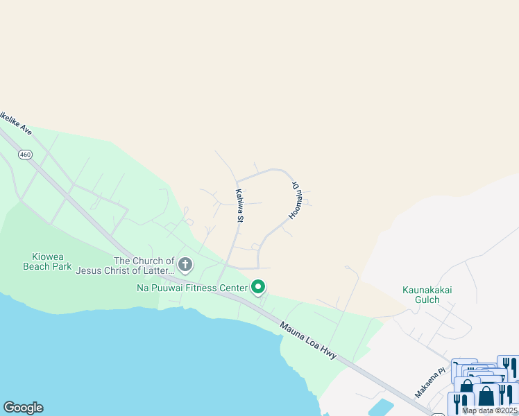 map of restaurants, bars, coffee shops, grocery stores, and more near 32 Paiaa in Kaunakakai