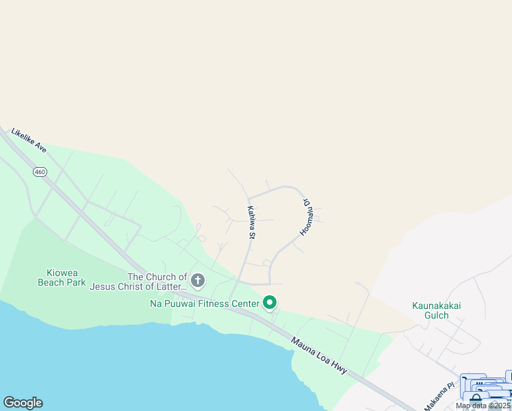 map of restaurants, bars, coffee shops, grocery stores, and more near 255 Kahiwa Street in Kaunakakai