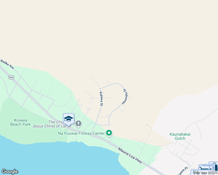 map of restaurants, bars, coffee shops, grocery stores, and more near 315 Hoomalu Drive in Kaunakakai
