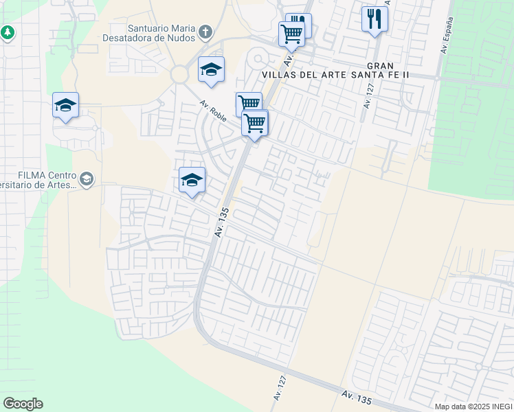 map of restaurants, bars, coffee shops, grocery stores, and more near Avenida Mallorca in Cancún