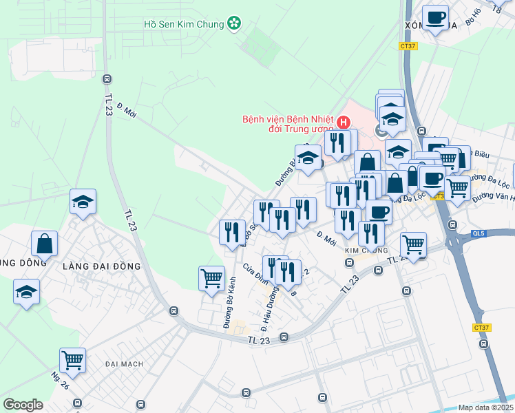 map of restaurants, bars, coffee shops, grocery stores, and more near 6 Đường Bờ Kênh in Đông Anh