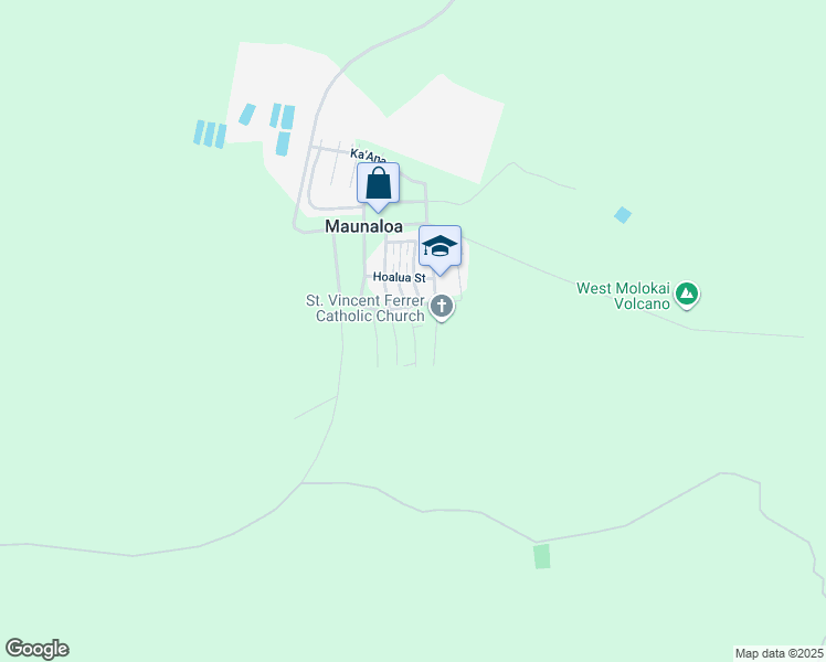 map of restaurants, bars, coffee shops, grocery stores, and more near 139 Hoaikane Street in Maunaloa