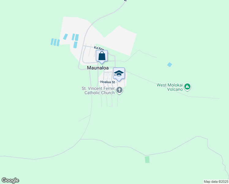 map of restaurants, bars, coffee shops, grocery stores, and more near 26 Hoaikane Street in Maunaloa