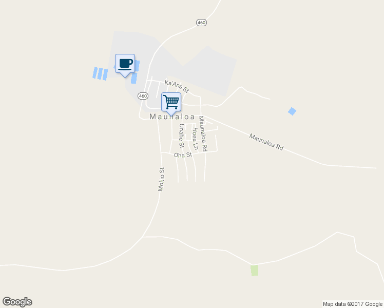 map of restaurants, bars, coffee shops, grocery stores, and more near 143 Hoaikane Street in Maunaloa