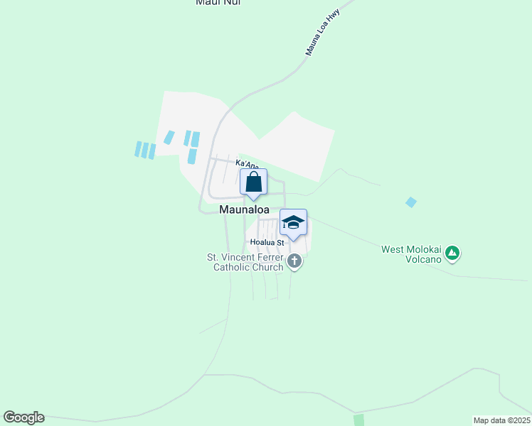 map of restaurants, bars, coffee shops, grocery stores, and more near 0 Mauna Loa Highway in Kaunakakai