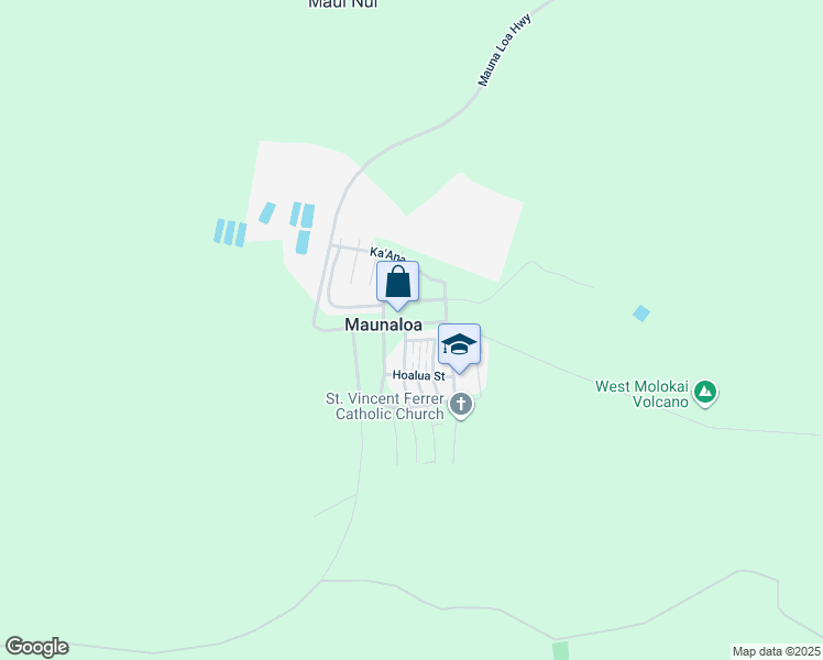 map of restaurants, bars, coffee shops, grocery stores, and more near 0 Mauna Loa Highway in Kaunakakai