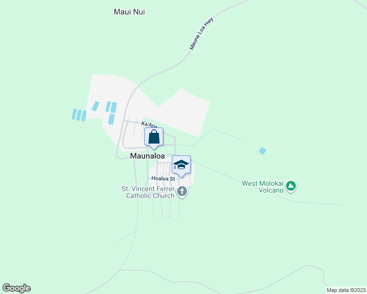 map of restaurants, bars, coffee shops, grocery stores, and more near 98 Pu'Unana Street in Maunaloa