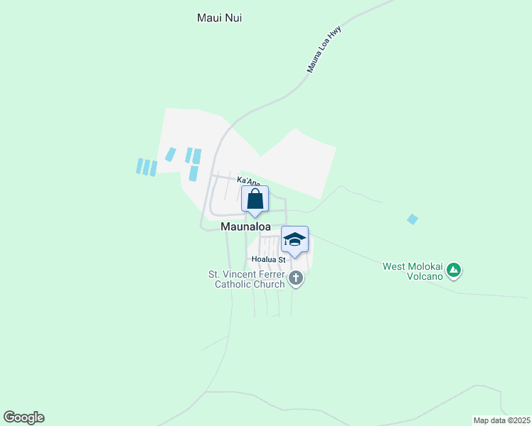 map of restaurants, bars, coffee shops, grocery stores, and more near 46 Pu'Unana Street in Maunaloa