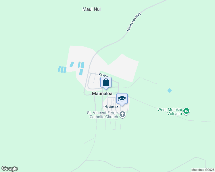 map of restaurants, bars, coffee shops, grocery stores, and more near 0 Halena Street in Maunaloa