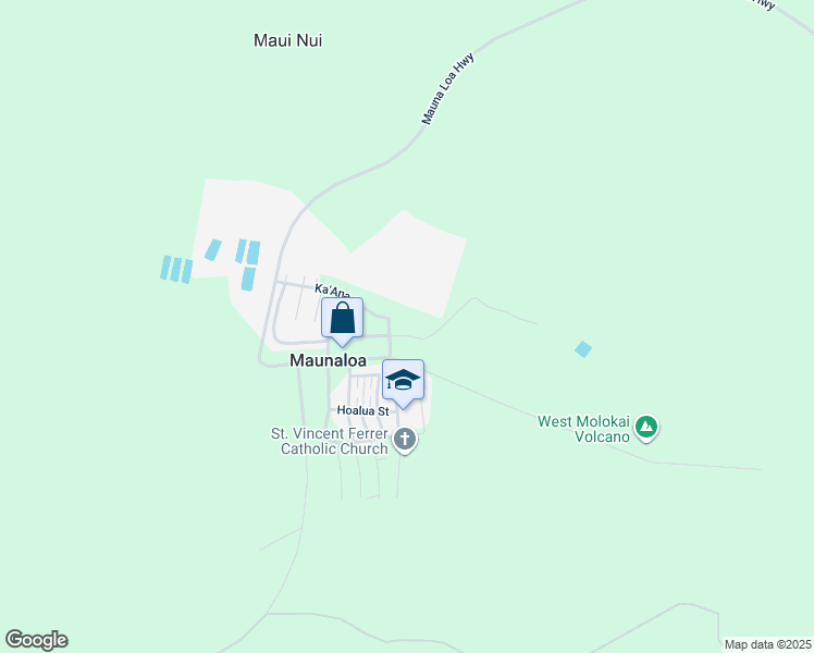 map of restaurants, bars, coffee shops, grocery stores, and more near 95 Pu'Unana Street in Maunaloa