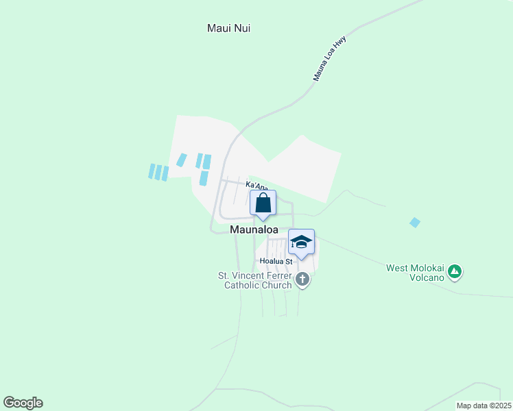 map of restaurants, bars, coffee shops, grocery stores, and more near 0 North Wai'Eli Street in Maunaloa