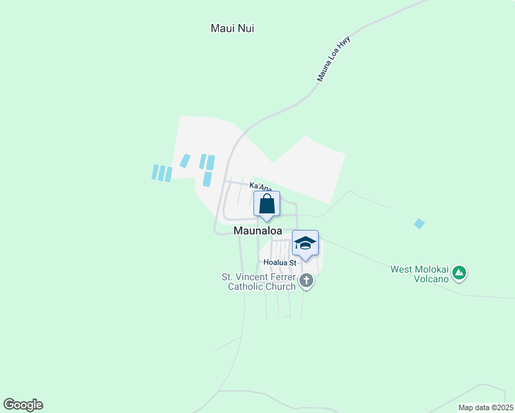 map of restaurants, bars, coffee shops, grocery stores, and more near 48 North Wai'Eli Street in Maunaloa