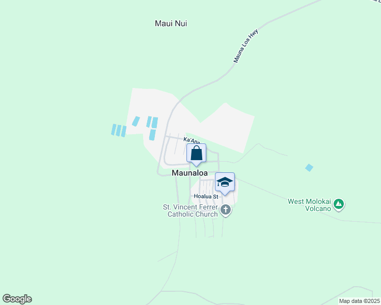 map of restaurants, bars, coffee shops, grocery stores, and more near 0 North Wai'Eli Street in Maunaloa