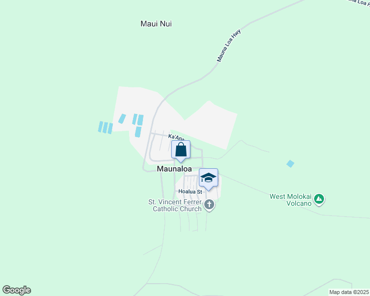 map of restaurants, bars, coffee shops, grocery stores, and more near 25 Halena Street in Maunaloa