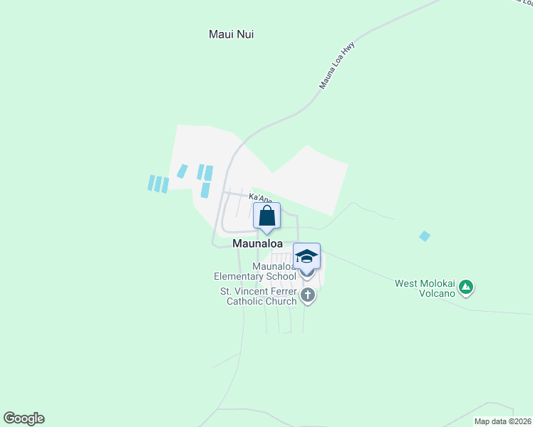 map of restaurants, bars, coffee shops, grocery stores, and more near 60 North Street in Maunaloa