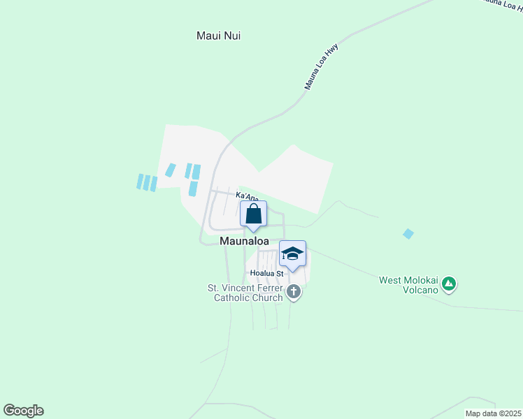 map of restaurants, bars, coffee shops, grocery stores, and more near 53 Halena Street in Maunaloa