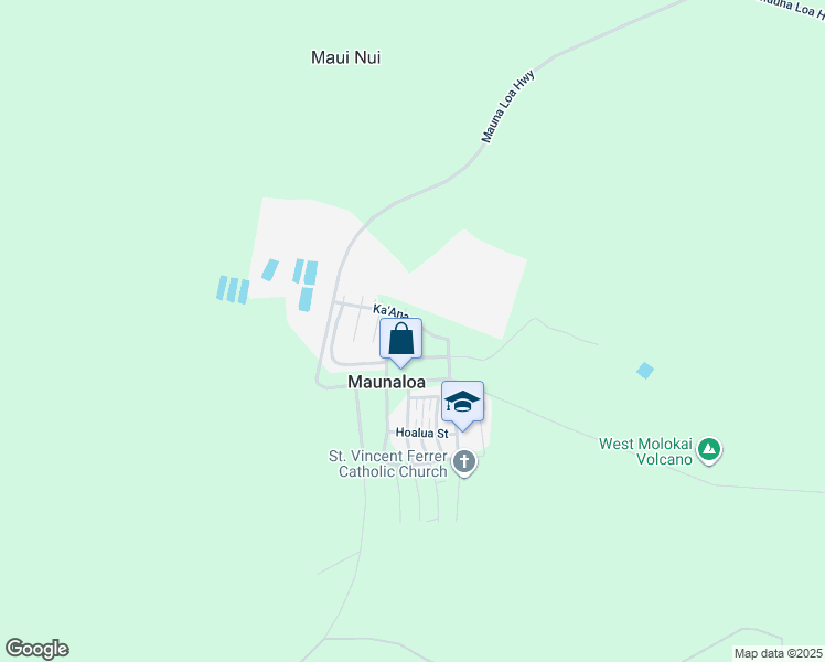 map of restaurants, bars, coffee shops, grocery stores, and more near 53 Halena Street in Maunaloa