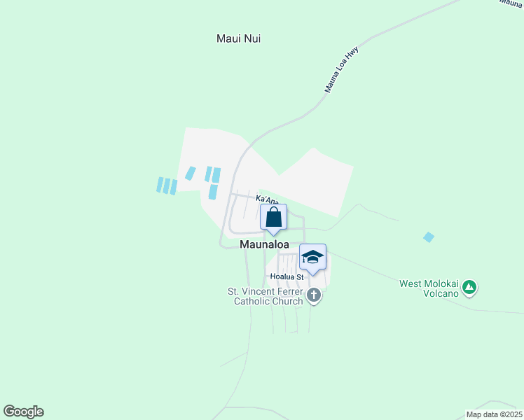 map of restaurants, bars, coffee shops, grocery stores, and more near 25 Linohau Place in Maunaloa