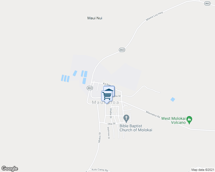 map of restaurants, bars, coffee shops, grocery stores, and more near 60 North Street in Maunaloa