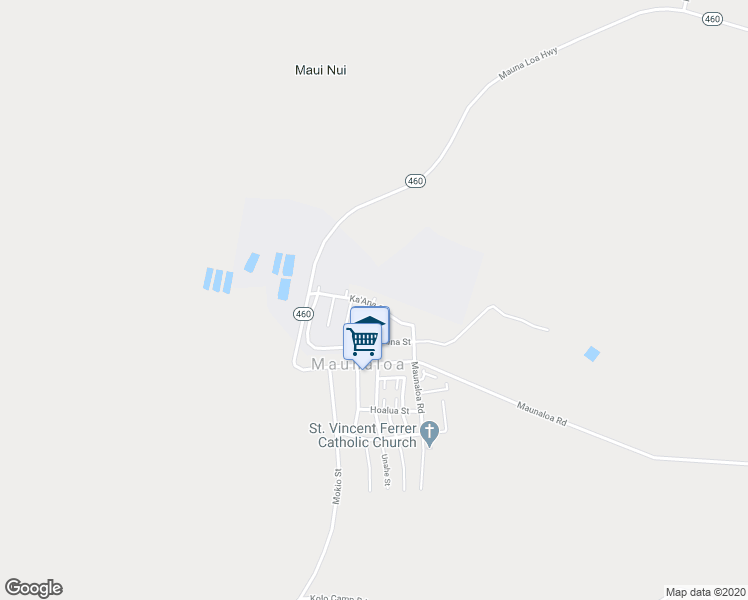 map of restaurants, bars, coffee shops, grocery stores, and more near 48 North Wai'Eli Street in Maunaloa