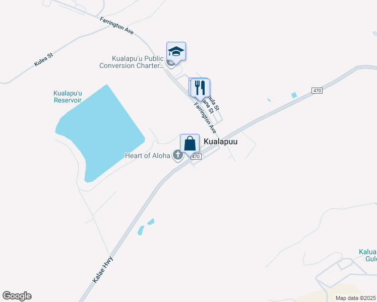 map of restaurants, bars, coffee shops, grocery stores, and more near 803 Kialoa Street in Kualapuu