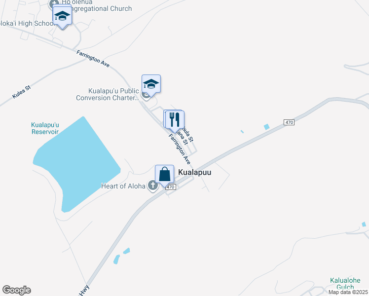 map of restaurants, bars, coffee shops, grocery stores, and more near 1694 Farrington Avenue in Ho'olehua