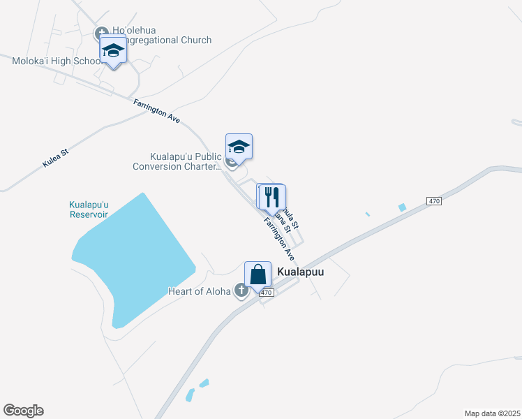 map of restaurants, bars, coffee shops, grocery stores, and more near 16 Alaekea Street in Ho'olehua