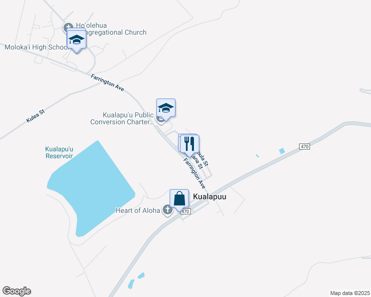 map of restaurants, bars, coffee shops, grocery stores, and more near 1772 Okana Street in Kaunakakai