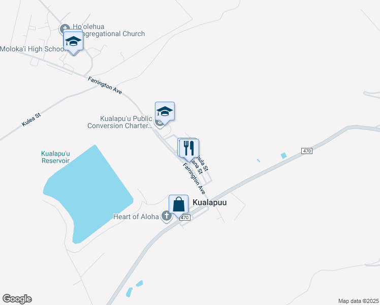 map of restaurants, bars, coffee shops, grocery stores, and more near 1753 Alahula Street in Kualapuu