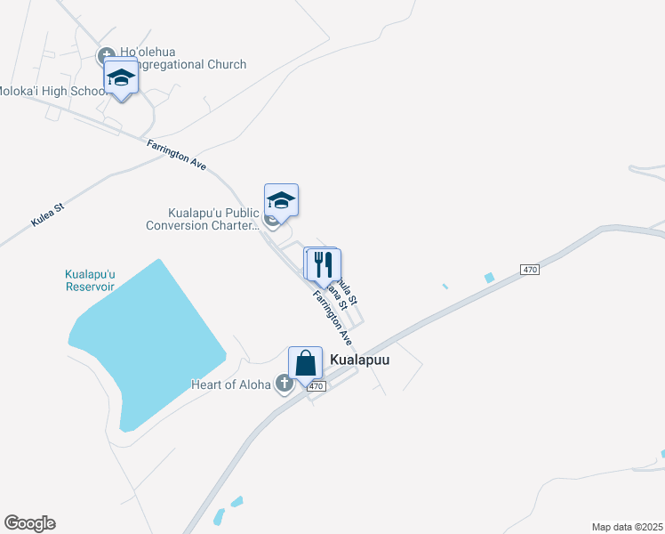 map of restaurants, bars, coffee shops, grocery stores, and more near 1753 Limaiki Place in Kualapuu