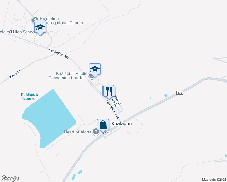 map of restaurants, bars, coffee shops, grocery stores, and more near 1753 Limaiki Place in Kualapuu
