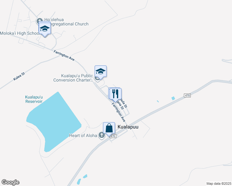 map of restaurants, bars, coffee shops, grocery stores, and more near 1762 Alahula Street in Kualapuu