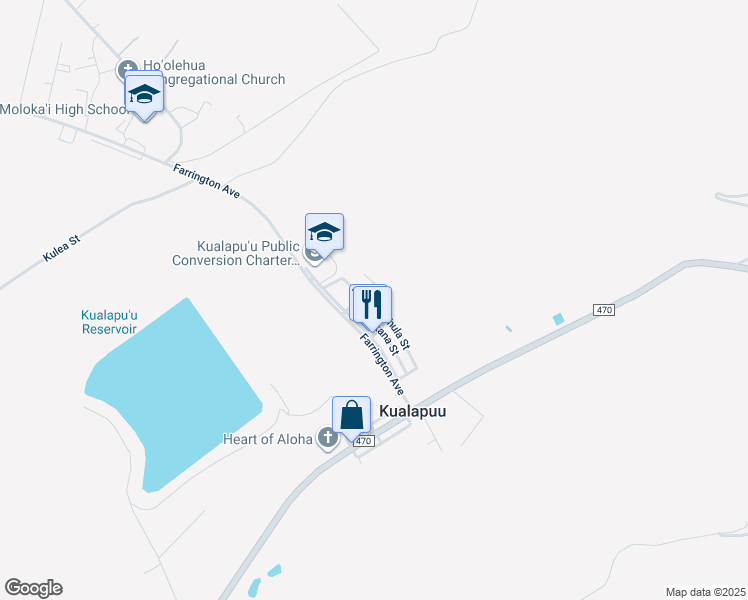 map of restaurants, bars, coffee shops, grocery stores, and more near 1762 Alahula Street in Kualapuu