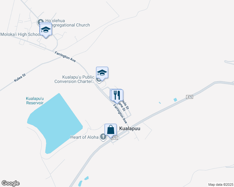 map of restaurants, bars, coffee shops, grocery stores, and more near 1774 Alahula Street in Kualapuu