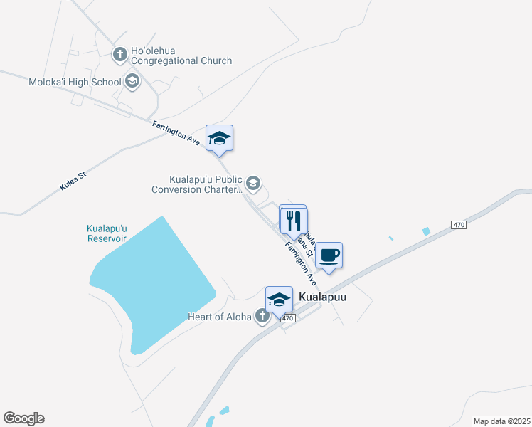 map of restaurants, bars, coffee shops, grocery stores, and more near 16 Alaekea Street in Ho'olehua