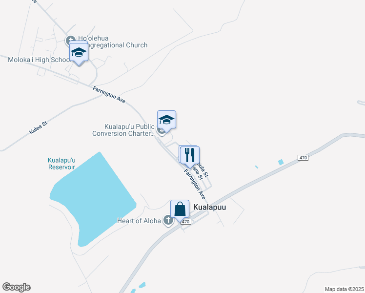 map of restaurants, bars, coffee shops, grocery stores, and more near 1806 Epane Street in Kualapuu