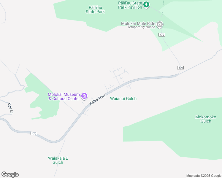 map of restaurants, bars, coffee shops, grocery stores, and more near 2108 Akeu Way in Kualapuu
