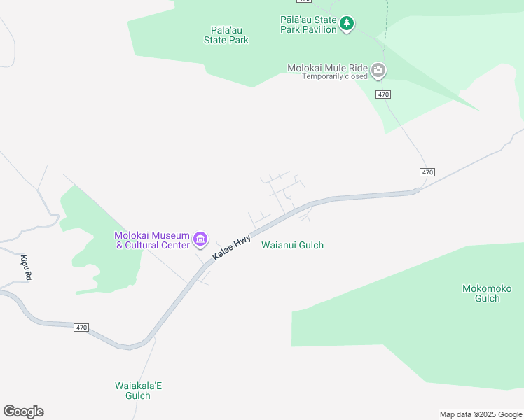 map of restaurants, bars, coffee shops, grocery stores, and more near 2097 Akeu Way in Kualapuu