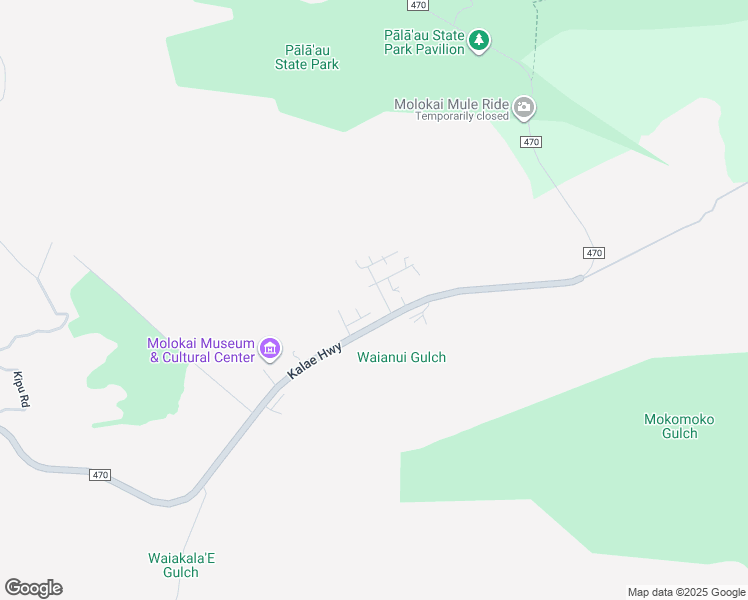 map of restaurants, bars, coffee shops, grocery stores, and more near 31 Kalama Road in Kaunakakai