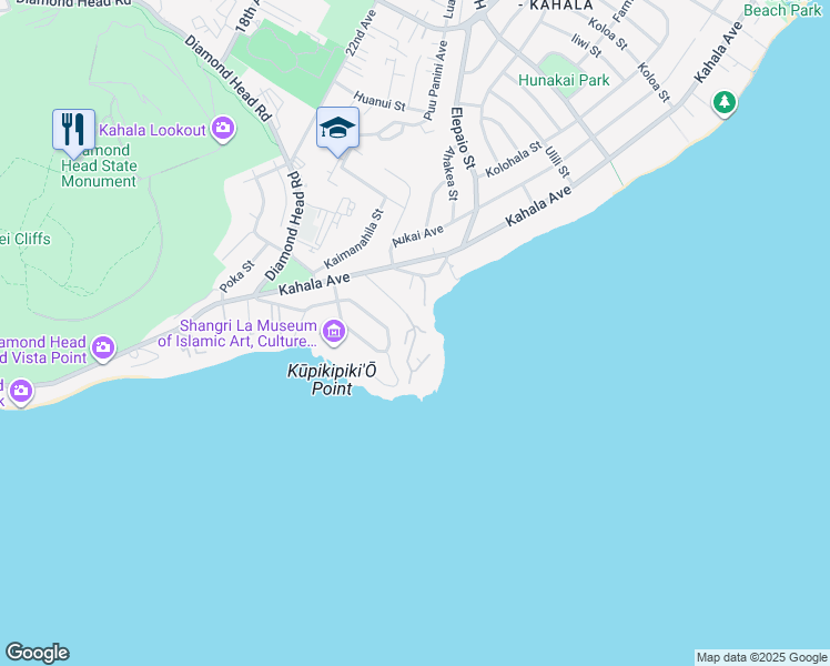 map of restaurants, bars, coffee shops, grocery stores, and more near 4109 Black Point Road in Honolulu