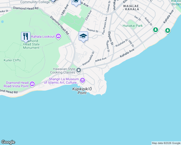 map of restaurants, bars, coffee shops, grocery stores, and more near 4291 Kahala Avenue in Honolulu