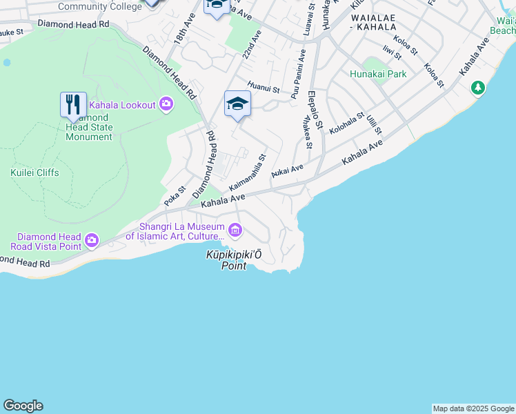 map of restaurants, bars, coffee shops, grocery stores, and more near 4291 Kahala Avenue in Honolulu